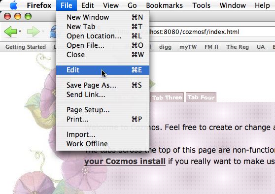 Firefox with edit menu