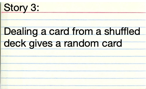 Story 3: Dealing a card from a shuffled deck gives a random card
